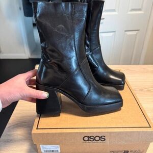 ASOS Glossy Black Heeled Boots